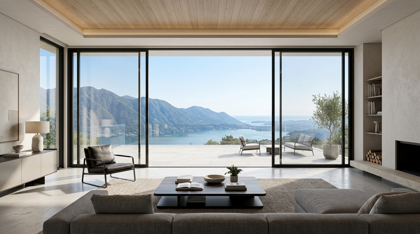 Luxury home with modern glass windows
